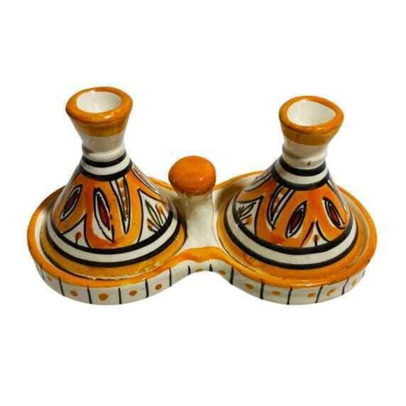 GGE "MELH ORANGE" TAGINE  Multi-Purpose SALT & PEPPER SMALL Moroccan Tajine - Picture 1 of 7